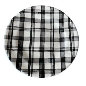 Pier 1 Watercolor Buffalo Plaid Bradford Salad Dessert Plate 8.5" Ironstone